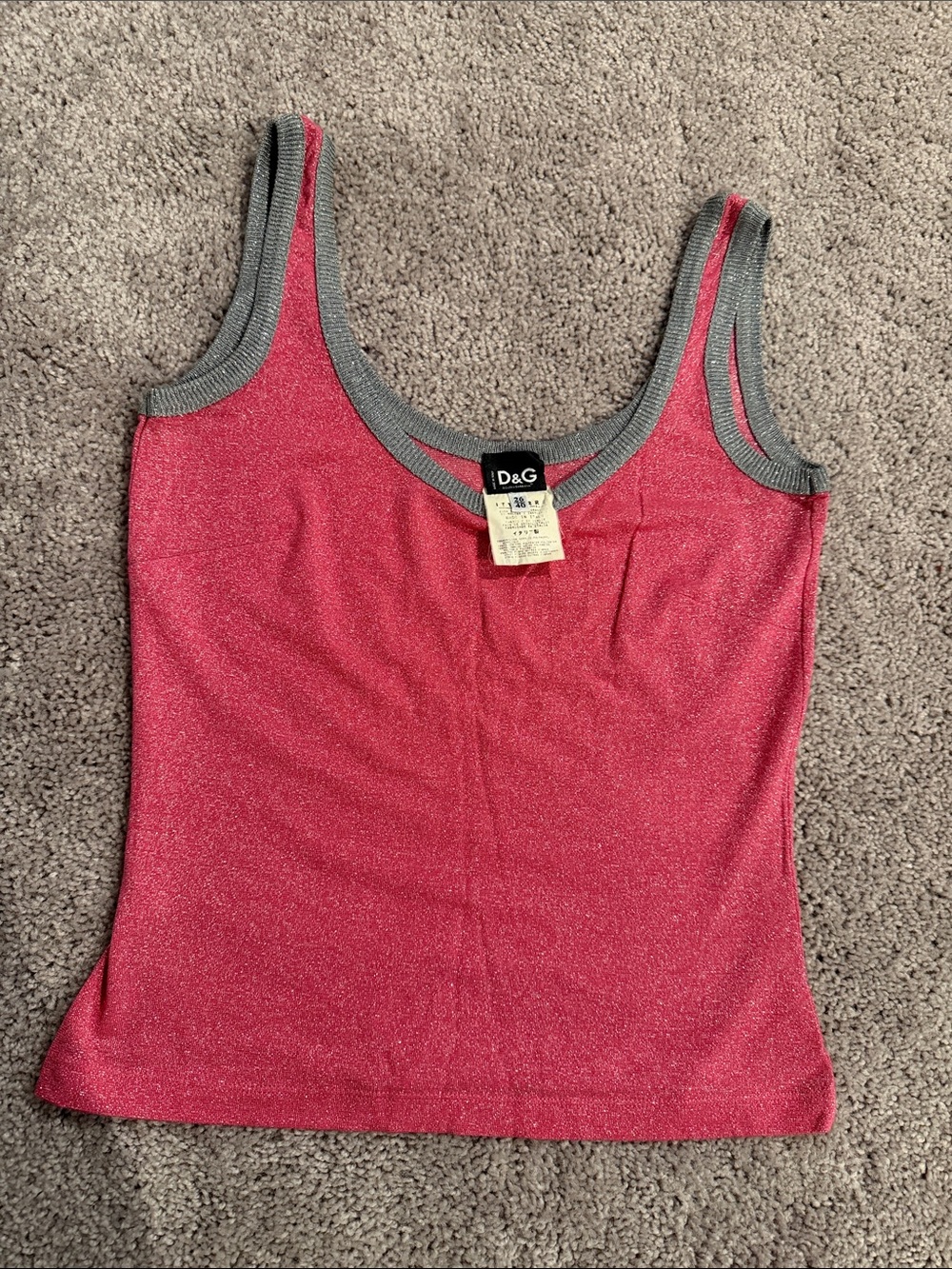 D&G Shimmery Pink Tank with Gray Trim
